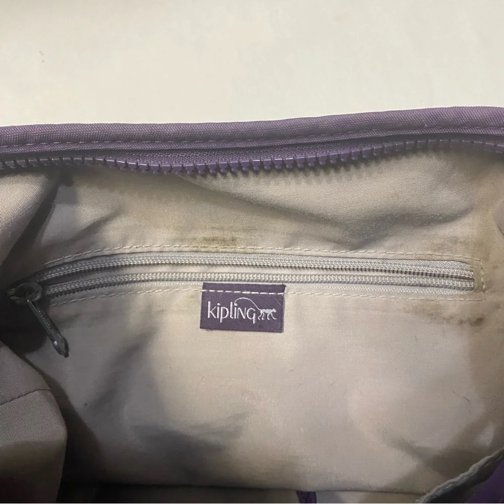 Kipling Belammie Hobo Crossbody Bag Purse Purple Gorilla Keychain